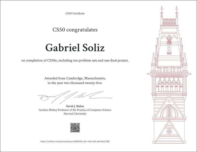 Certificación CS50 de Harvard
